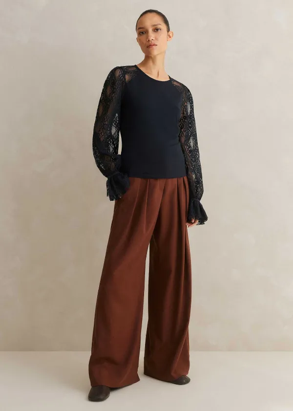 ME+EM Antique Lace Sleeve Layering Top | Women Layering Tops