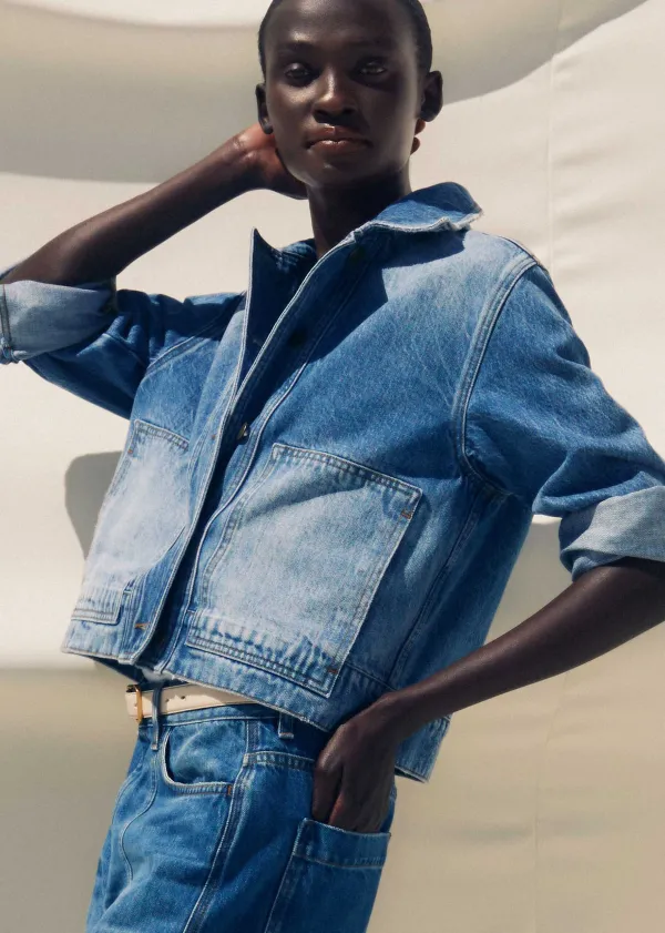 ME+EM Authentic Denim Relaxed Crop Jacket | Women Crop Jackets