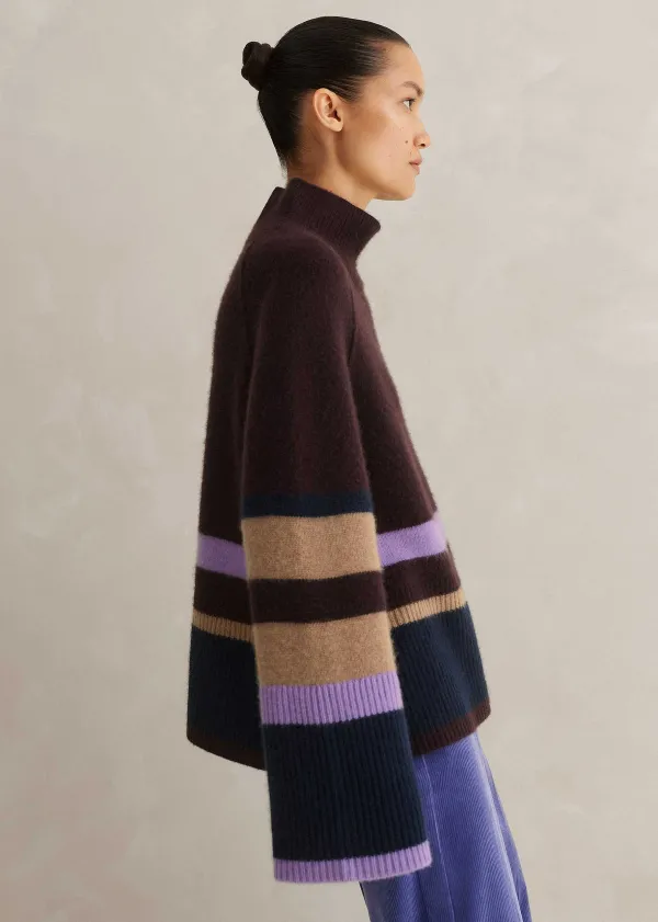 ME+EM Boiled Cashmere Relaxed Stripe Jumper | Women Jumpers