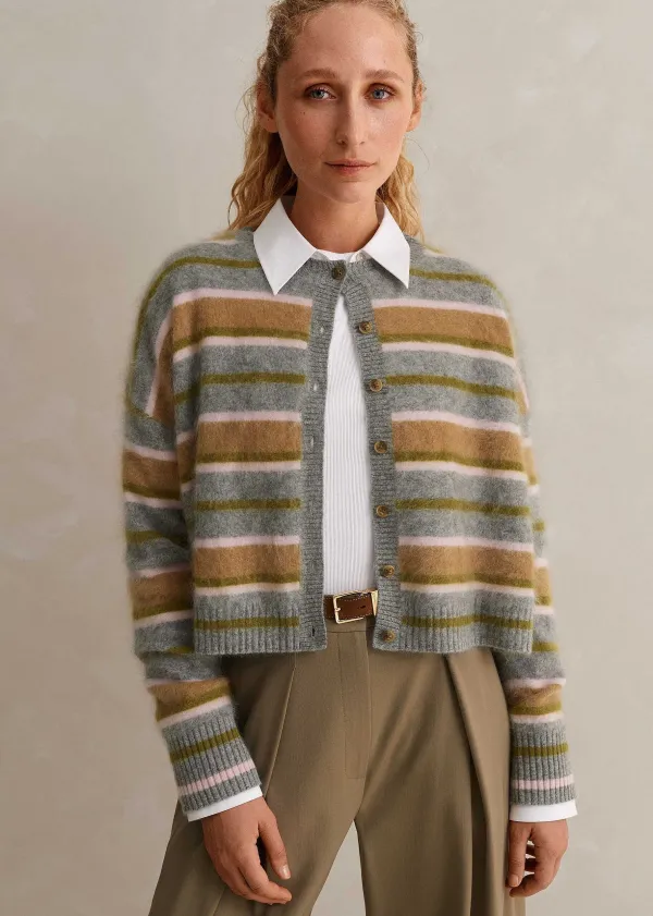 brushed_cashmere_crew_neck_stripe_cardigan_4.webp ME+EM Brushed Cashmere Crew Neck Stripe Cardigan | Women Cashmere