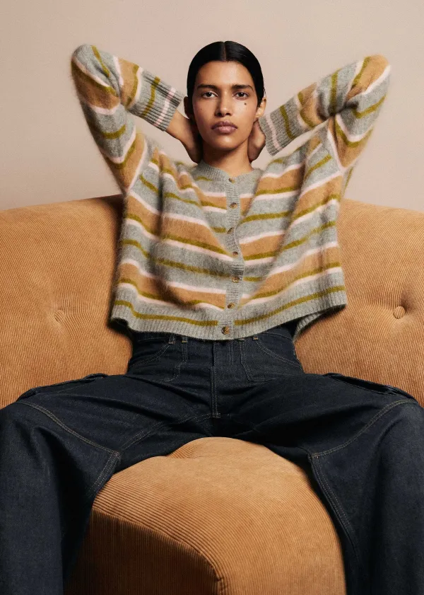 brushed_cashmere_crew_neck_stripe_cardigan_5.webp ME+EM Brushed Cashmere Crew Neck Stripe Cardigan | Women Cashmere