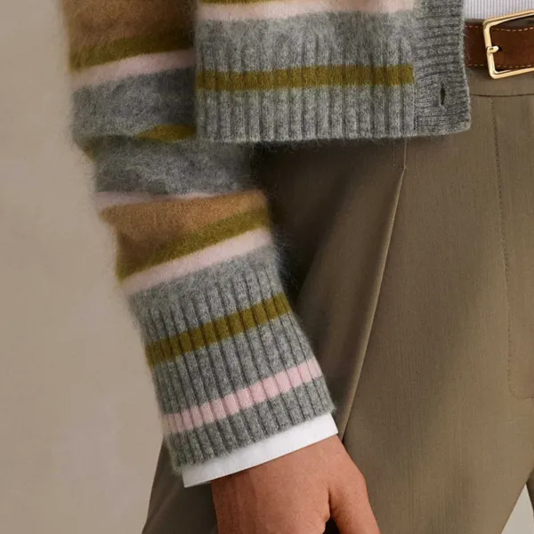 brushed_cashmere_crew_neck_stripe_cardigan_6.webp ME+EM Brushed Cashmere Crew Neck Stripe Cardigan | Women Cashmere