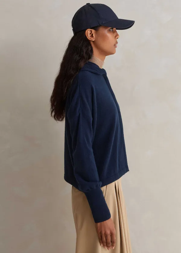 ME+EM Cashmere Drop Shoulder Box Crop Hoody | Women Cashmere