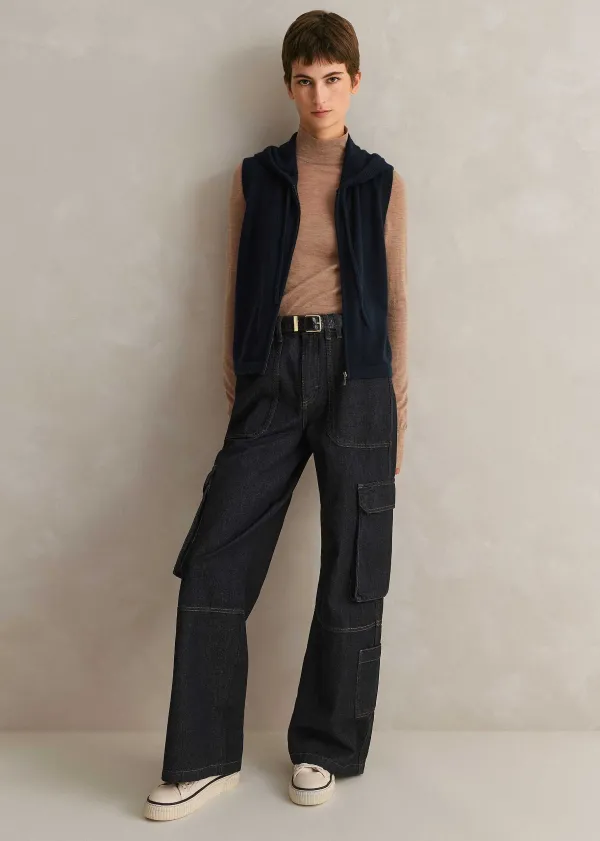 ME+EM Cashmere Sleeveless Relaxed Zip Hoody | Women Cashmere