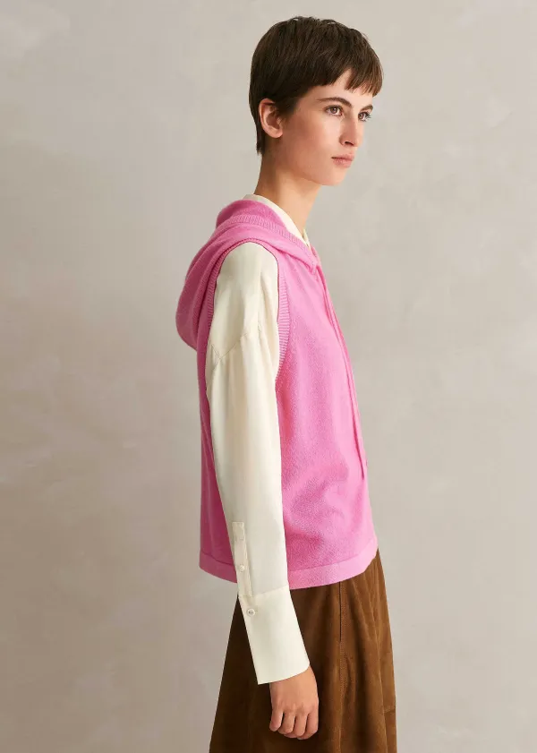 ME+EM Cashmere Sleeveless Relaxed Zip Hoody | Women Cashmere