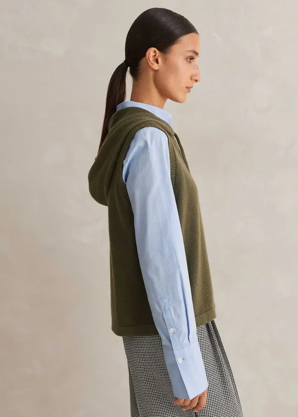 ME+EM Cashmere Sleeveless Relaxed Zip Hoody | Women Cashmere