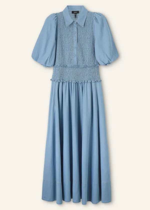 ME+EM Chambray Shirred Maxi Shirt Dress | Women Maxi Dresses