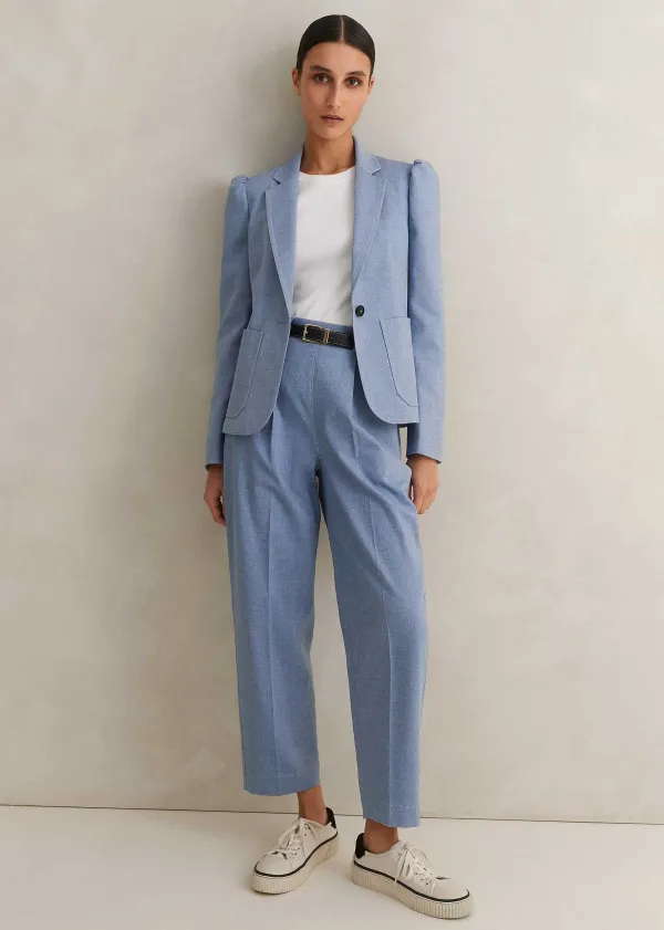 ME+EM Chambray Tailoring Tapered Trouser | Women Tapered Trousers