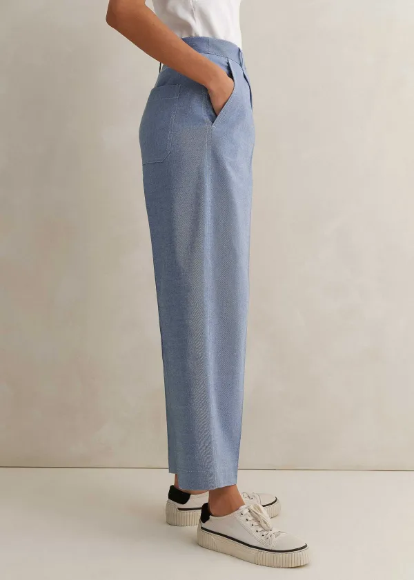 ME+EM Chambray Tailoring Tapered Trouser | Women Tapered Trousers