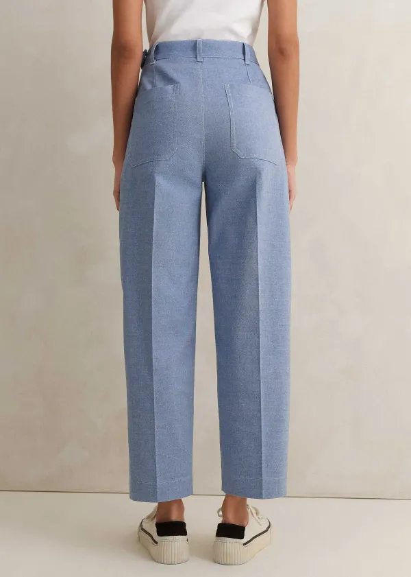 chambray_tailoring_tapered_trouser_2.webp ME+EM Chambray Tailoring Tapered Trouser | Women Tapered Trousers