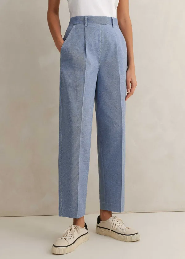 chambray_tailoring_tapered_trouser_3.webp ME+EM Chambray Tailoring Tapered Trouser | Women Tapered Trousers