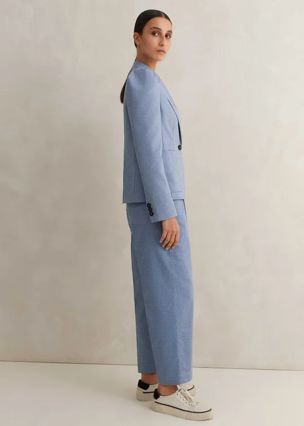 ME+EM Chambray Tailoring Tapered Trouser Suit | Women Suits And Co-Ords