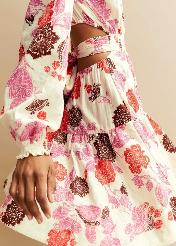 ME+EM Cheesecloth Bali Print Fit And Flare Dress | Women Short Dresses