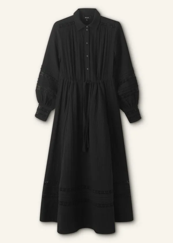 ME+EM Cheesecloth Drawstring Maxi Dress | Women Maxi Dresses