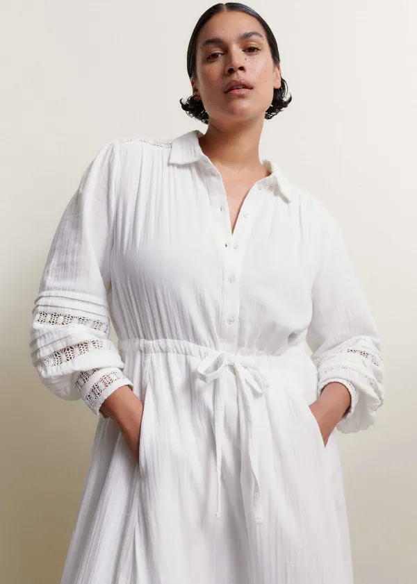 ME+EM Cheesecloth Drawstring Maxi Dress | Women Maxi Dresses