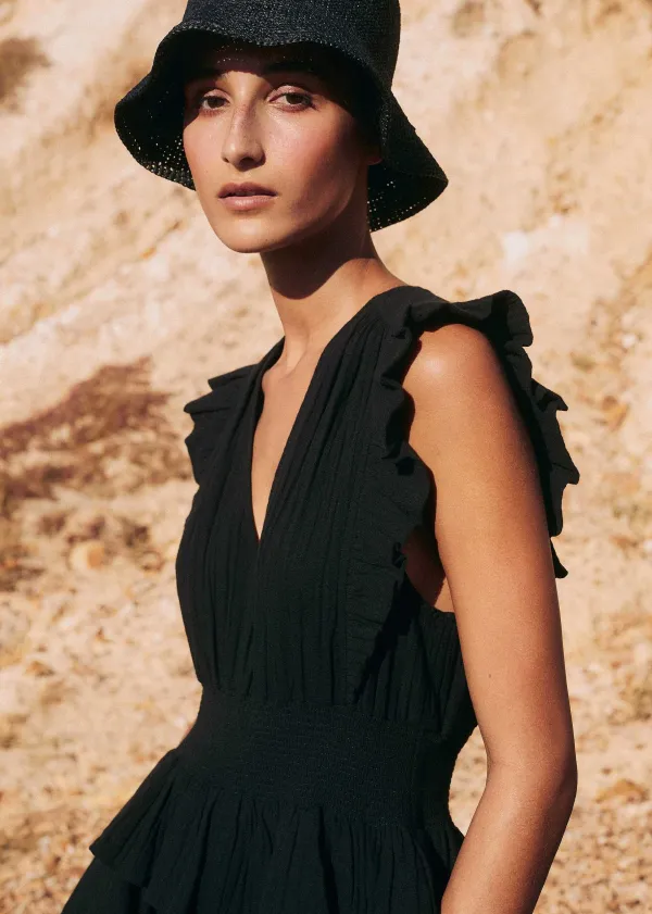 ME+EM Cheesecloth Fit And Flare Short Dress | Women Short Dresses