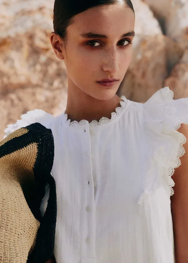 cheesecloth_frill_short_swing_dress__belt_3.webp ME+EM Cheesecloth Frill Short Swing Dress + Belt | Women Short Dresses