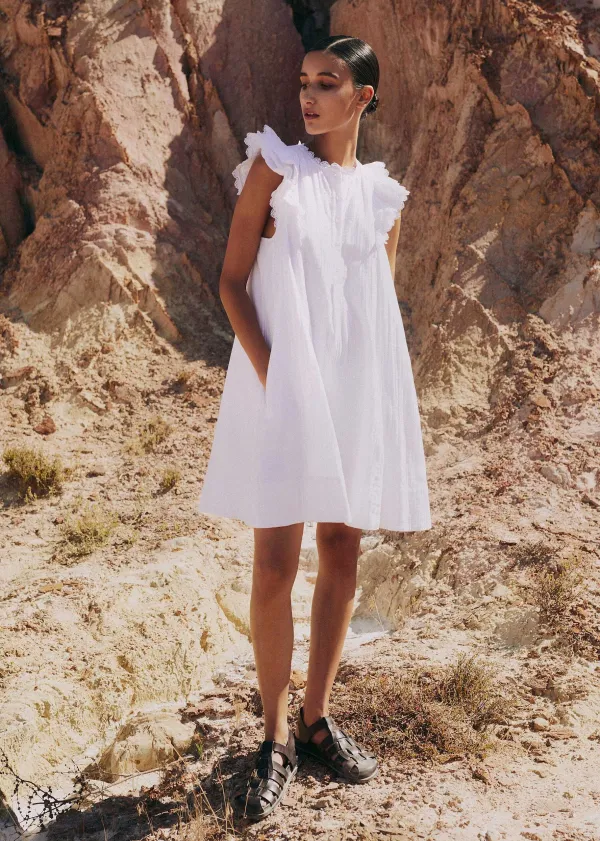 cheesecloth_frill_short_swing_dress__belt_6.webp ME+EM Cheesecloth Frill Short Swing Dress + Belt | Women Short Dresses