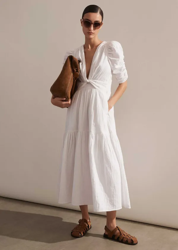 cheesecloth_gathered_sleeve_maxi_dress_2.webp ME+EM Cheesecloth Gathered Sleeve Maxi Dress | Women Maxi Dresses