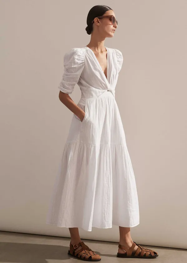 cheesecloth_gathered_sleeve_maxi_dress_4.webp ME+EM Cheesecloth Gathered Sleeve Maxi Dress | Women Maxi Dresses