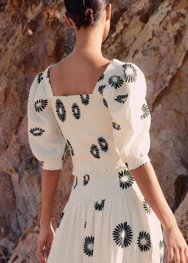 ME+EM Cheesecloth Modern Daisy Print Blouse | Women Blouses