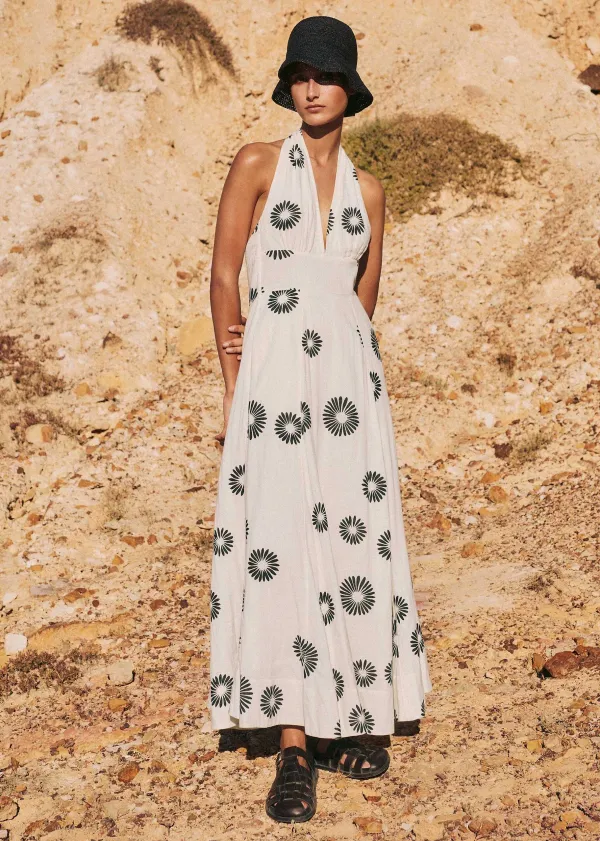 cheesecloth_modern_daisy_print_maxi_dress_3.webp ME+EM Cheesecloth Modern Daisy Print Maxi Dress | Women Maxi Dresses