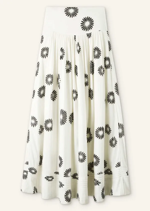 ME+EM Cheesecloth Modern Daisy Print Maxi Skirt | Women Skirts