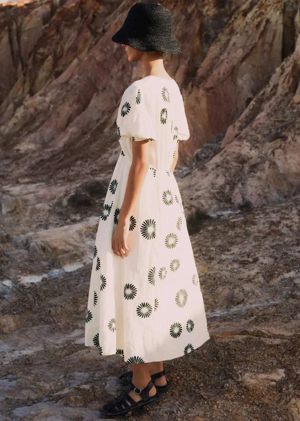 ME+EM Cheesecloth Modern Daisy Print Midi Dress | Women Midi Dresses