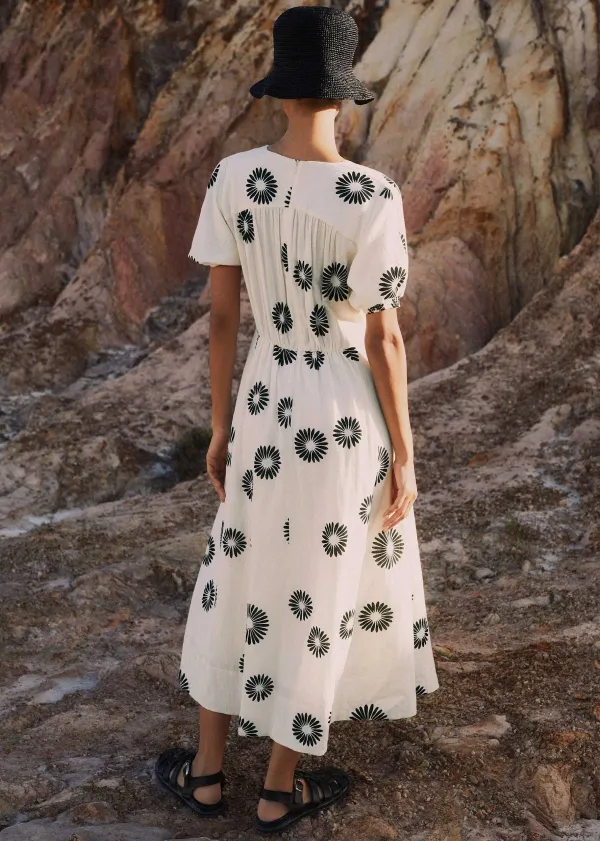 cheesecloth_modern_daisy_print_midi_dress_2.webp ME+EM Cheesecloth Modern Daisy Print Midi Dress | Women Midi Dresses