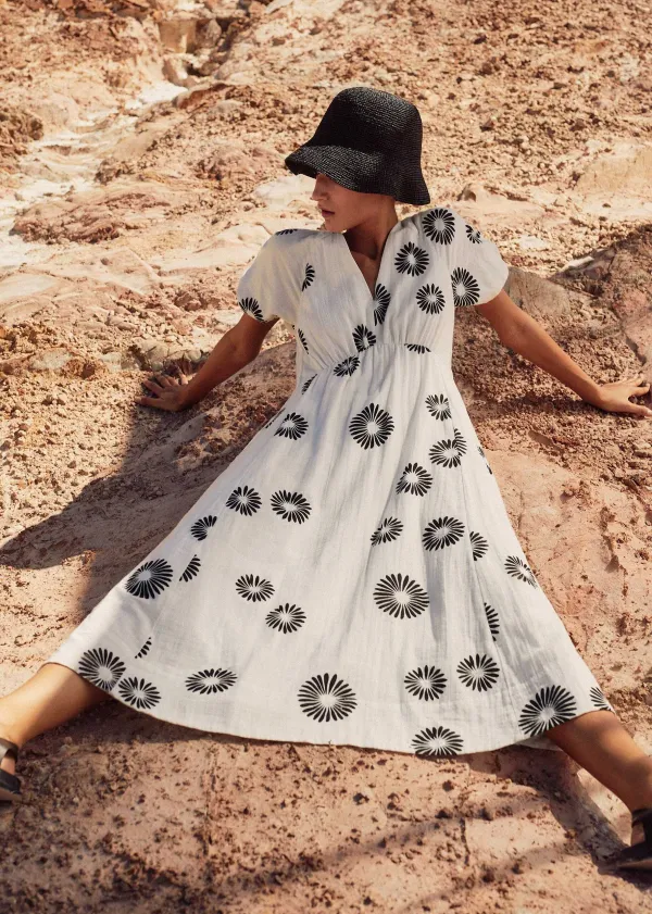 cheesecloth_modern_daisy_print_midi_dress_5.webp ME+EM Cheesecloth Modern Daisy Print Midi Dress | Women Midi Dresses