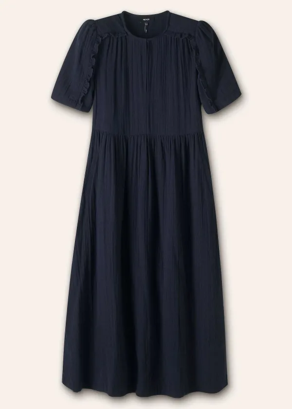 ME+EM Cheesecloth Relaxed Ruffle Midi Dress | Women Midi Dresses