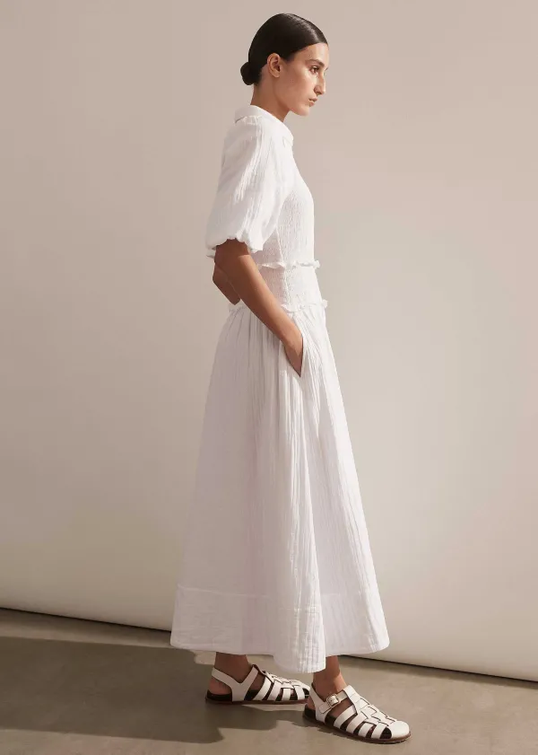 cheesecloth_shirred_maxi_shirt_dress_2.webp ME+EM Cheesecloth Shirred Maxi Shirt Dress | Women Maxi Dresses