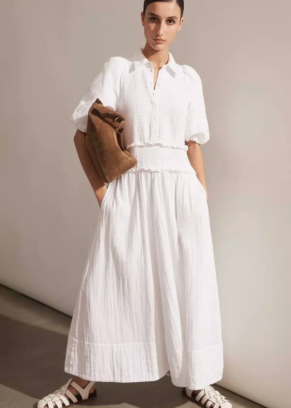 cheesecloth_shirred_maxi_shirt_dress_4.webp ME+EM Cheesecloth Shirred Maxi Shirt Dress | Women Maxi Dresses
