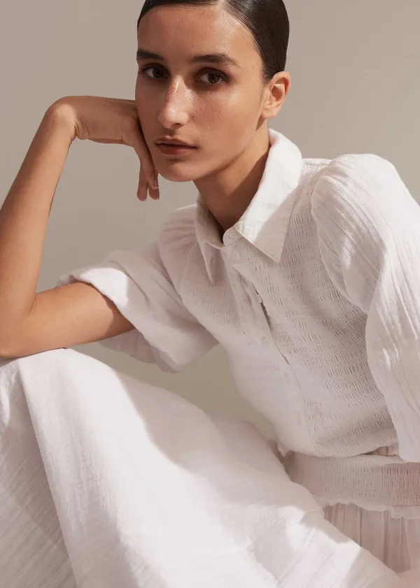 cheesecloth_shirred_maxi_shirt_dress_5.webp ME+EM Cheesecloth Shirred Maxi Shirt Dress | Women Maxi Dresses