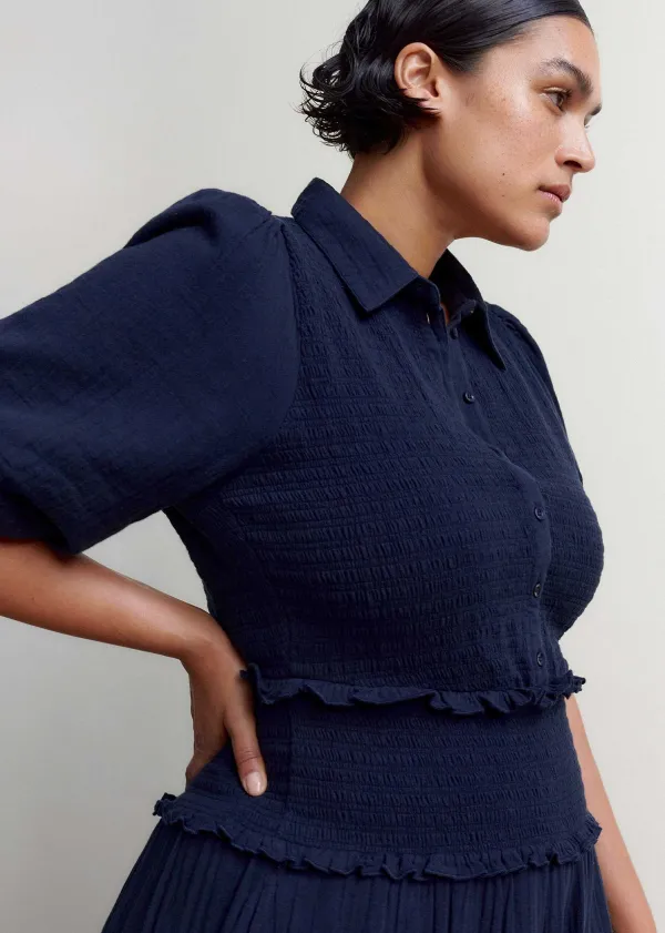 cheesecloth_shirred_maxi_shirt_dress_6.webp ME+EM Cheesecloth Shirred Maxi Shirt Dress | Women Maxi Dresses