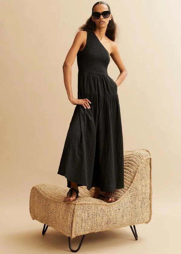 cheesecloth_shirred_one_shoulder_maxi_dress_5.webp ME+EM Cheesecloth Shirred One Shoulder Maxi Dress | Women Maxi Dresses