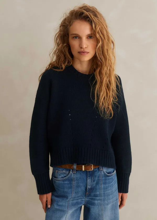 ME+EM Chunky Cotton Curved Hem Jumper | Women Jumpers
