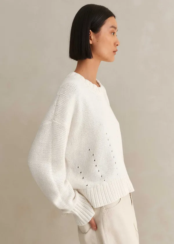 ME+EM Chunky Cotton Curved Hem Jumper | Women Jumpers