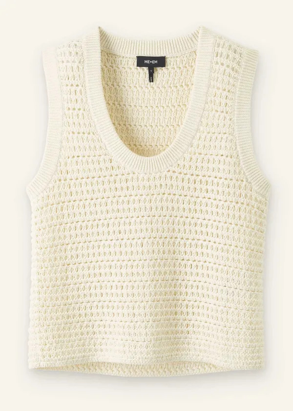 ME+EM Chunky Cotton Open Stitch Vest | Women Vests
