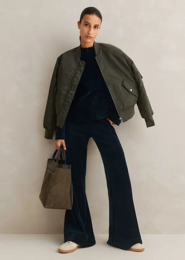 ME+EM Cord Velour Palazzo Pant | Women Wide-Leg Trousers