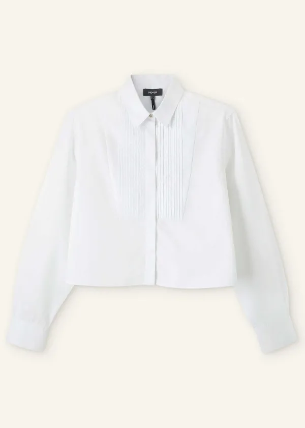 ME+EM Cotton Bib Detail Crop Shirt | Women Shirts