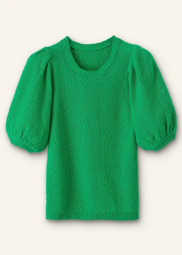 ME+EM Cotton Boucl Pouf Sleeve Knit Tee | Women Loungewear