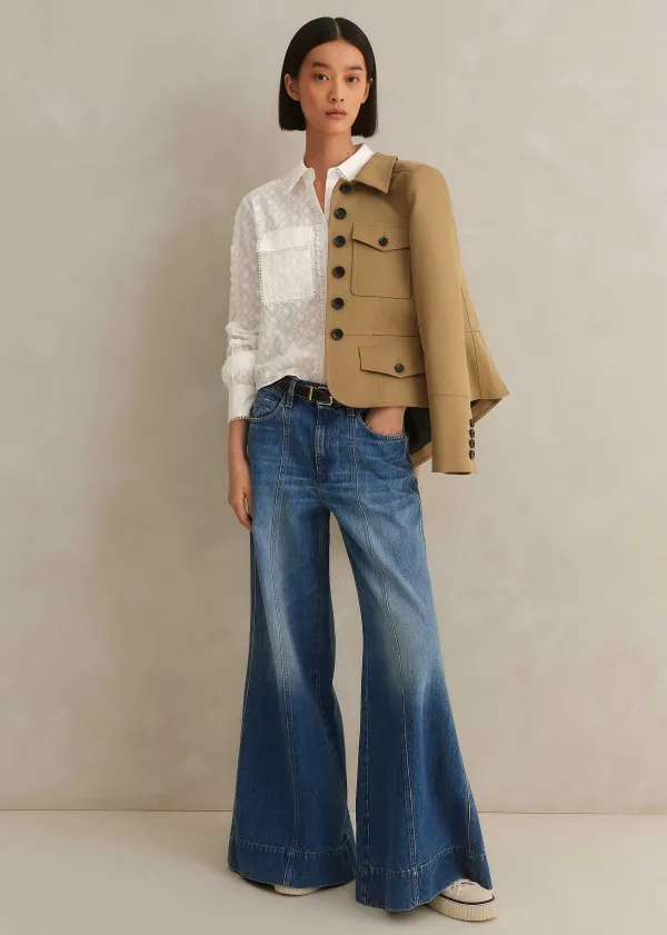 ME+EM Cotton Broderie Cropped Jacket Blouse | Women Blouses