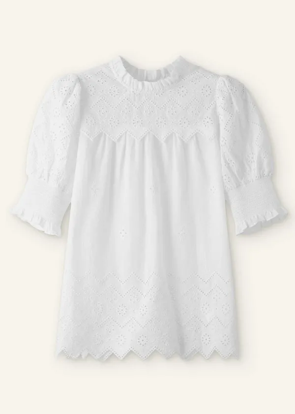 ME+EM Cotton Broderie Highneck Top | Women Beach & Summer Tops