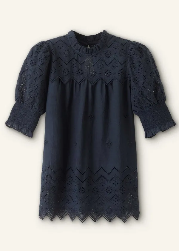 ME+EM Cotton Broderie Highneck Top | Women Beach & Summer Tops