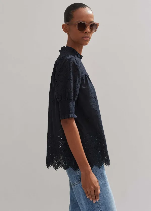 cotton_broderie_highneck_top_3.webp ME+EM Cotton Broderie Highneck Top | Women Beach & Summer Tops