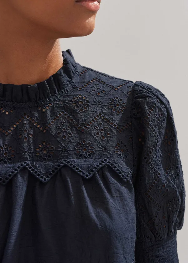 cotton_broderie_highneck_top_4.webp ME+EM Cotton Broderie Highneck Top | Women Beach & Summer Tops