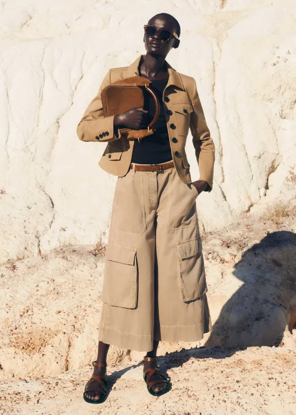 ME+EM Cotton Cargo Culotte | Women Wide-Leg Trousers