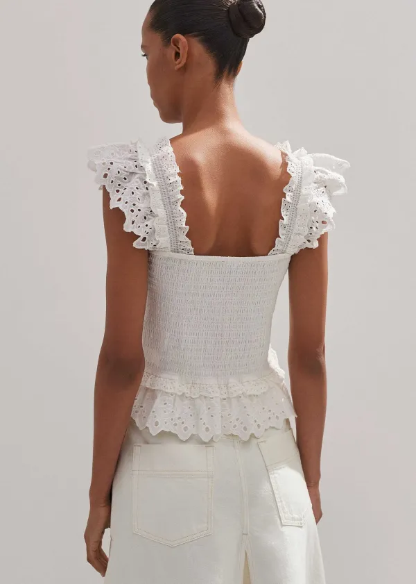 cotton_delicate_broderie_shirred_top_3.webp ME+EM Cotton Delicate Broderie Shirred Top | Women Vests And Camis