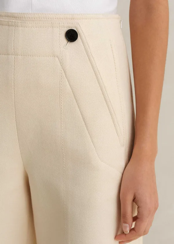 ME+EM Cotton Herringbone Wide-Leg Trouser | Women Wide-Leg Trousers